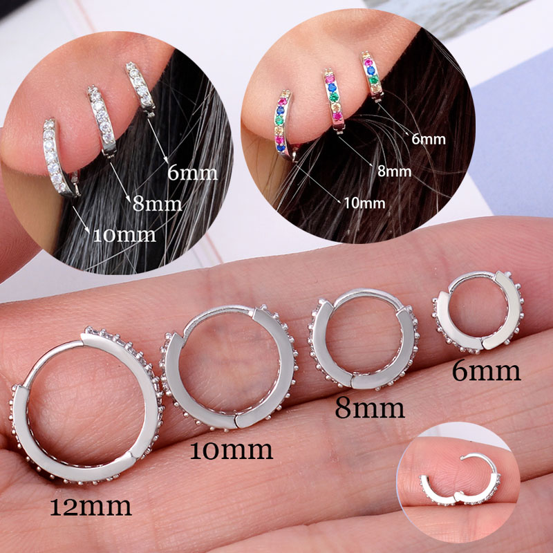 Conch Earring Hoop - Rainbow CZ Huggies Hoop Earrings Girl