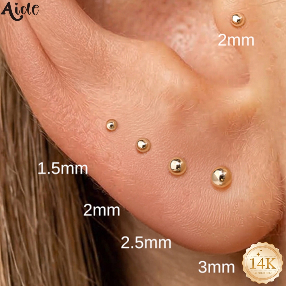 Body Jewelry Hypoallergenic - Aide 14K Solid Gold Smooth Ball