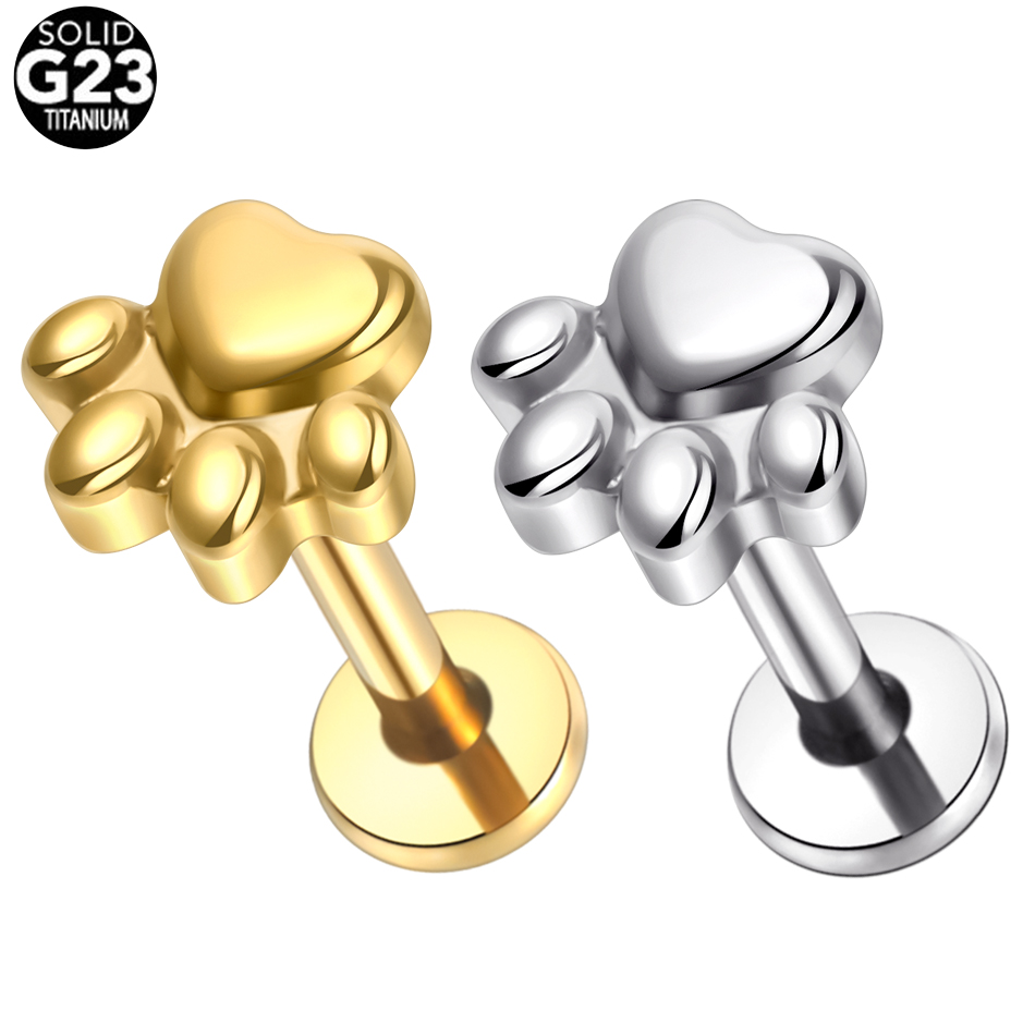 Body Jewelry Implant Grade Titanium - 1pcs Implant Grade Titanium Puppy Paw