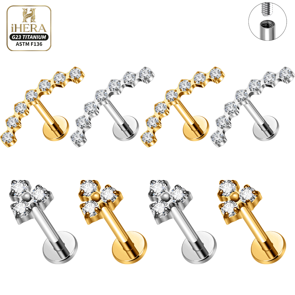 Cluster Stud Ear - ASTM F136 Titanium Curved Cluster Labret