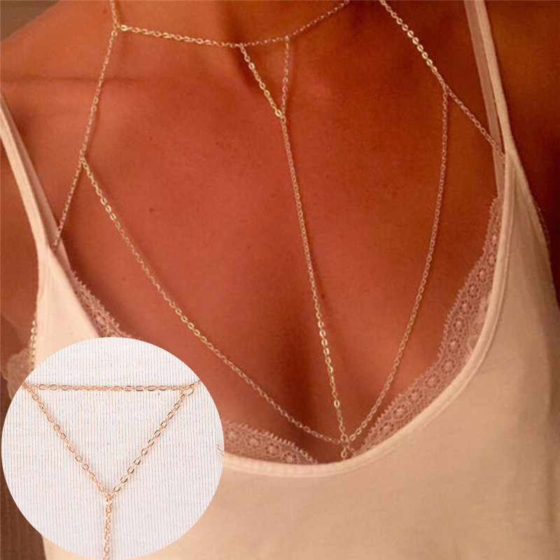 Body Jewelry Chains - Gold Silver Fashion Link Chain Bra