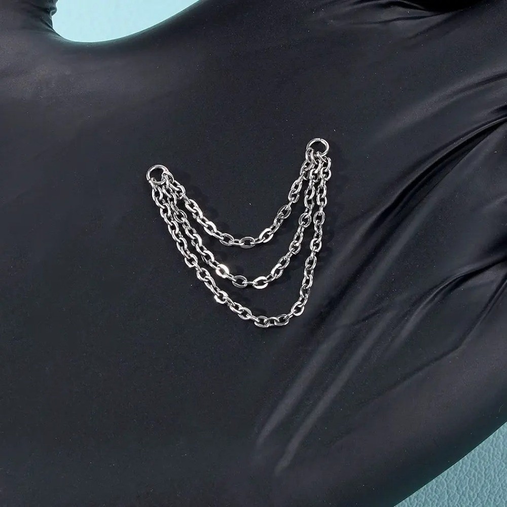 Body Jewelry Piercing - Fashion Titanium Nose Chain Double Chain