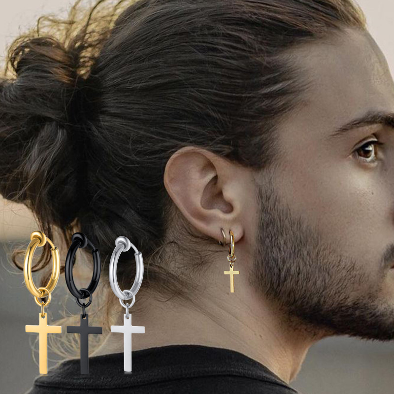 Conch Earring Hoop - Cross Earrings Mens, Huggie Hoop Earrings,Mens