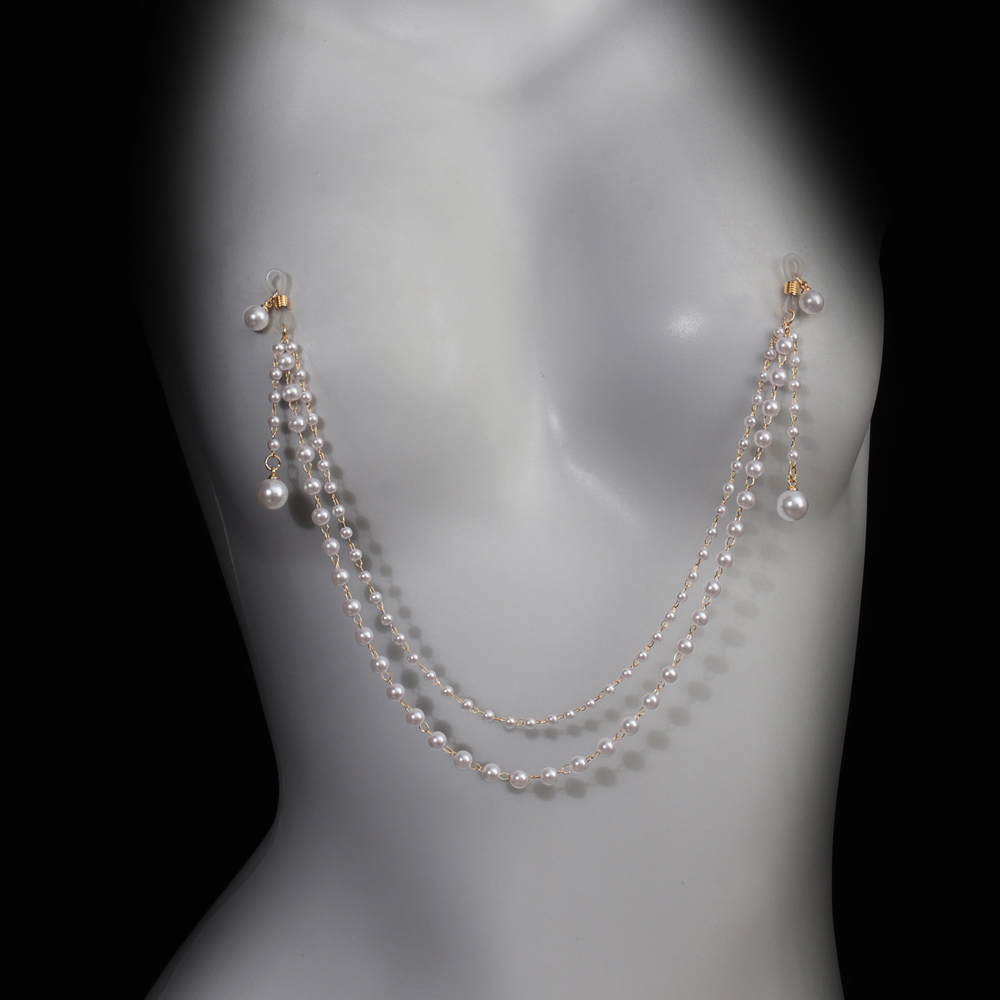 Body Jewelry Nipple Chain - Imitation Pearl Tassel Chest Chain Bra