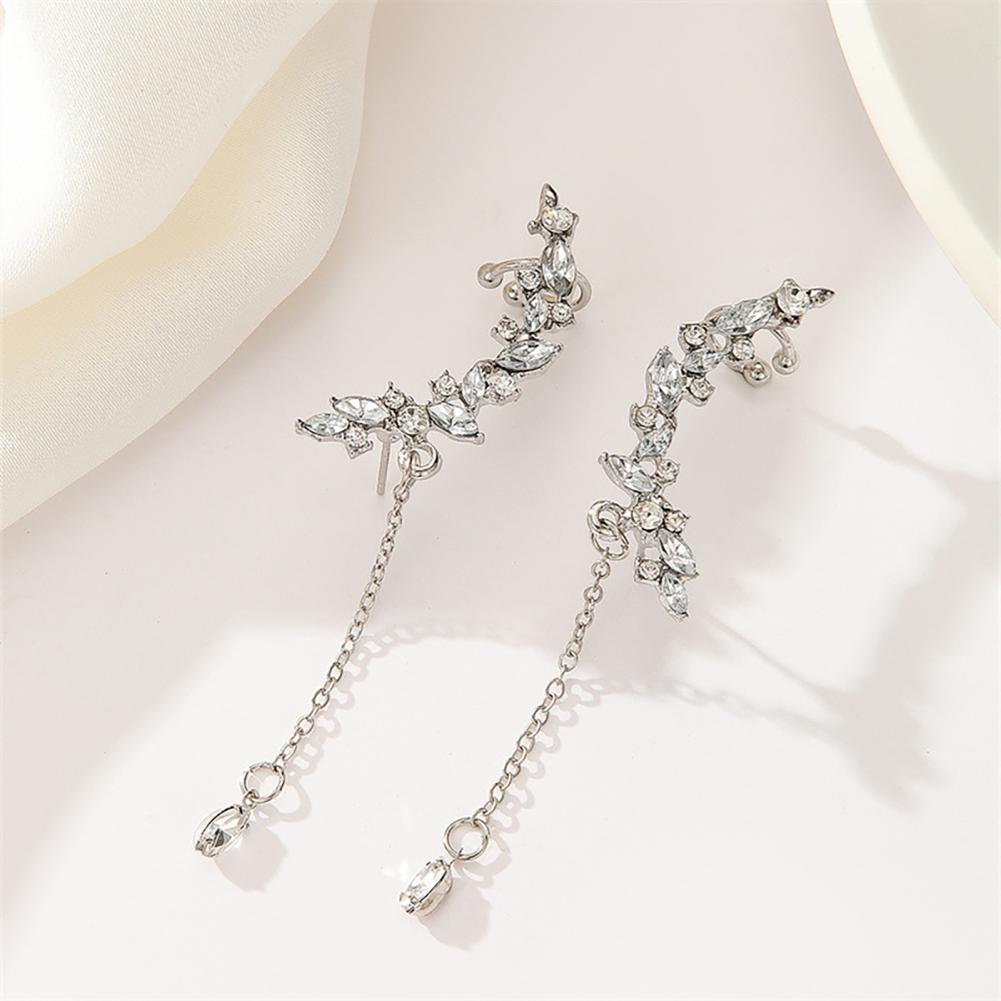 Cluster Stud Ear - Long Tassel Earrings Diamond Flower Cluster
