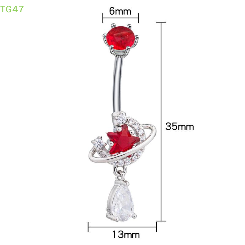 Body Jewelry Universe - 【LS】Crystal Dangle Belly Button Rings Stainless