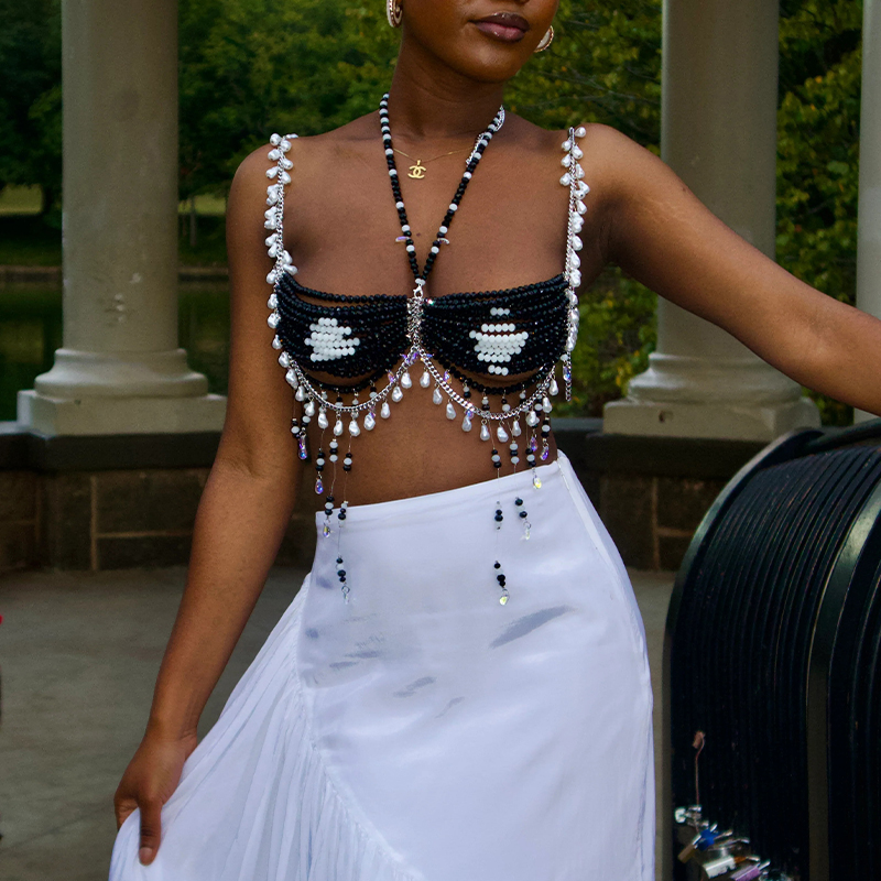 Body Jewelry Nipple Chain - Handmade Female Crystal Body Chain Bikini