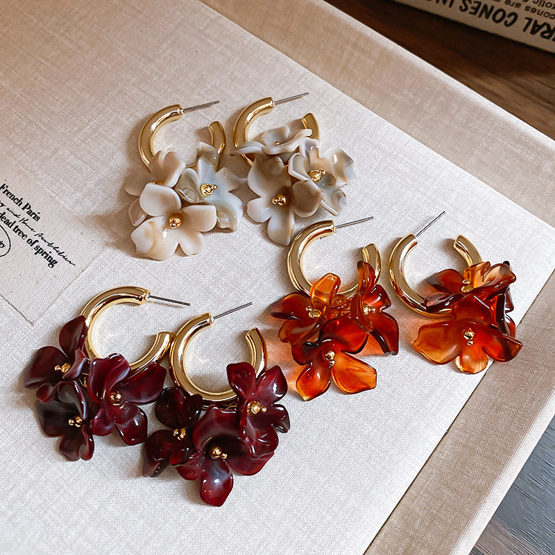 Cluster Stud Ear - Maillard Flower Clusters Drop Earrings Vintage