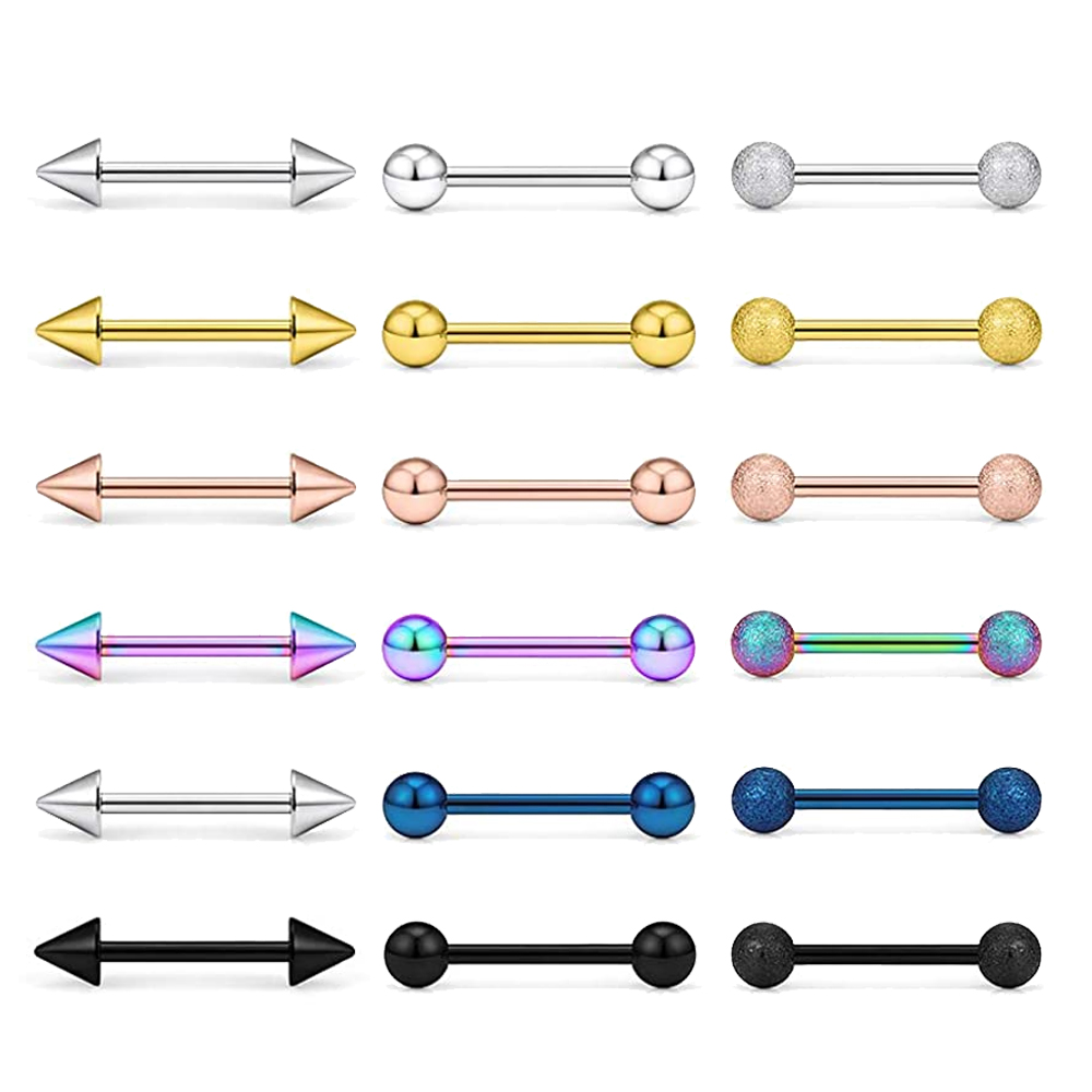Tongue Barbell Straight - 14G Tongue Rings Surgical Steel Straight