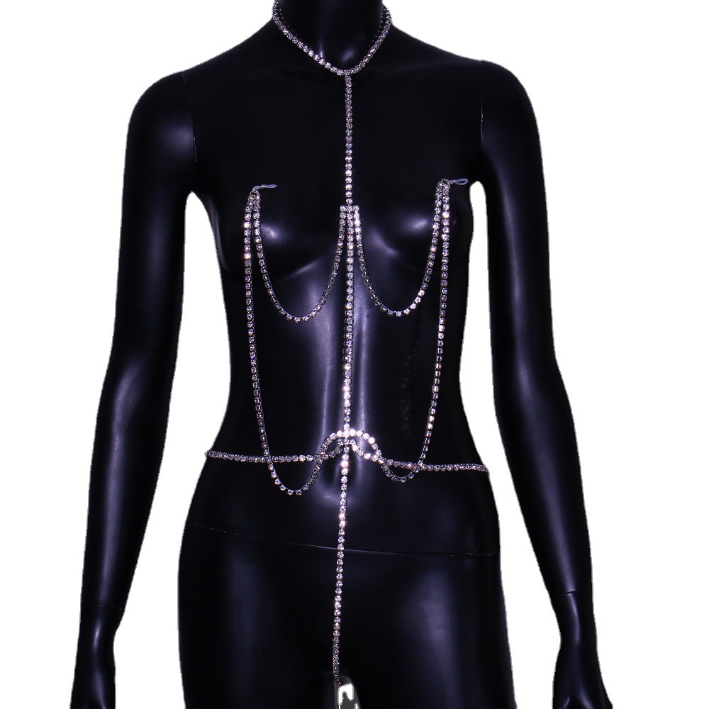 Body Jewelry Nipple Chain - Chest Chain Sexy Rhinestone Nipple Chain