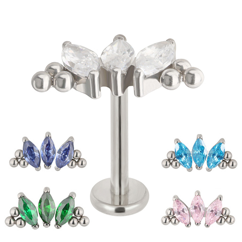 Cluster Stud Ear - ASTM F136 Titanium PIERC 3 CZ