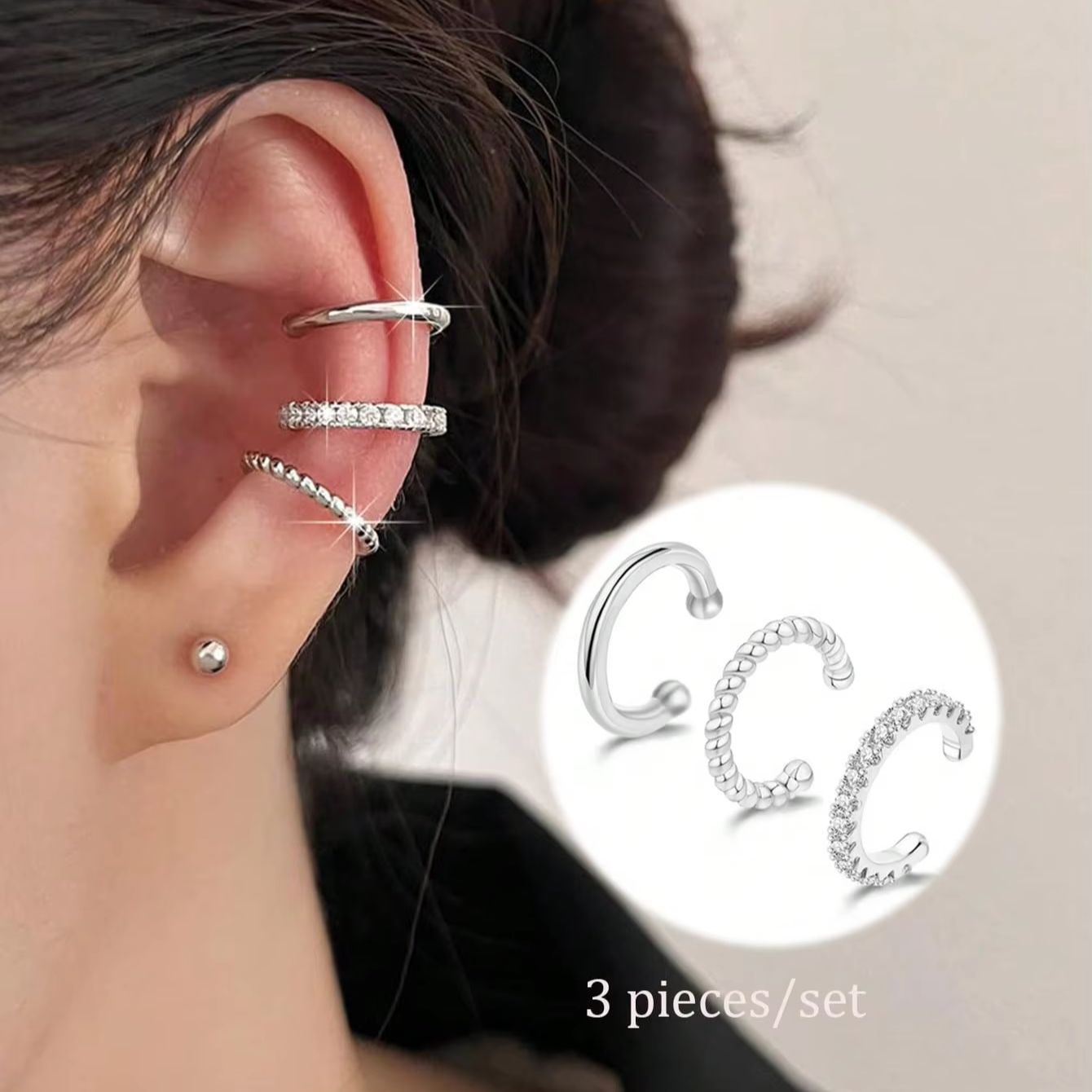 3 Pcs Ear Cuff Earrings for Wo - Body Jewelry Hypoallergenic recension och pris