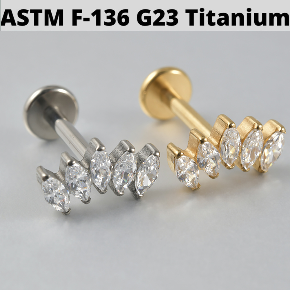 1PC Zircon&Opal G23 Solid Tita - Cluster Stud Ear recension och pris