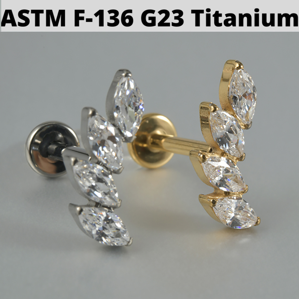1PC Zircon&Opal G23 Solid Tita - Cluster Stud Ear recension och pris