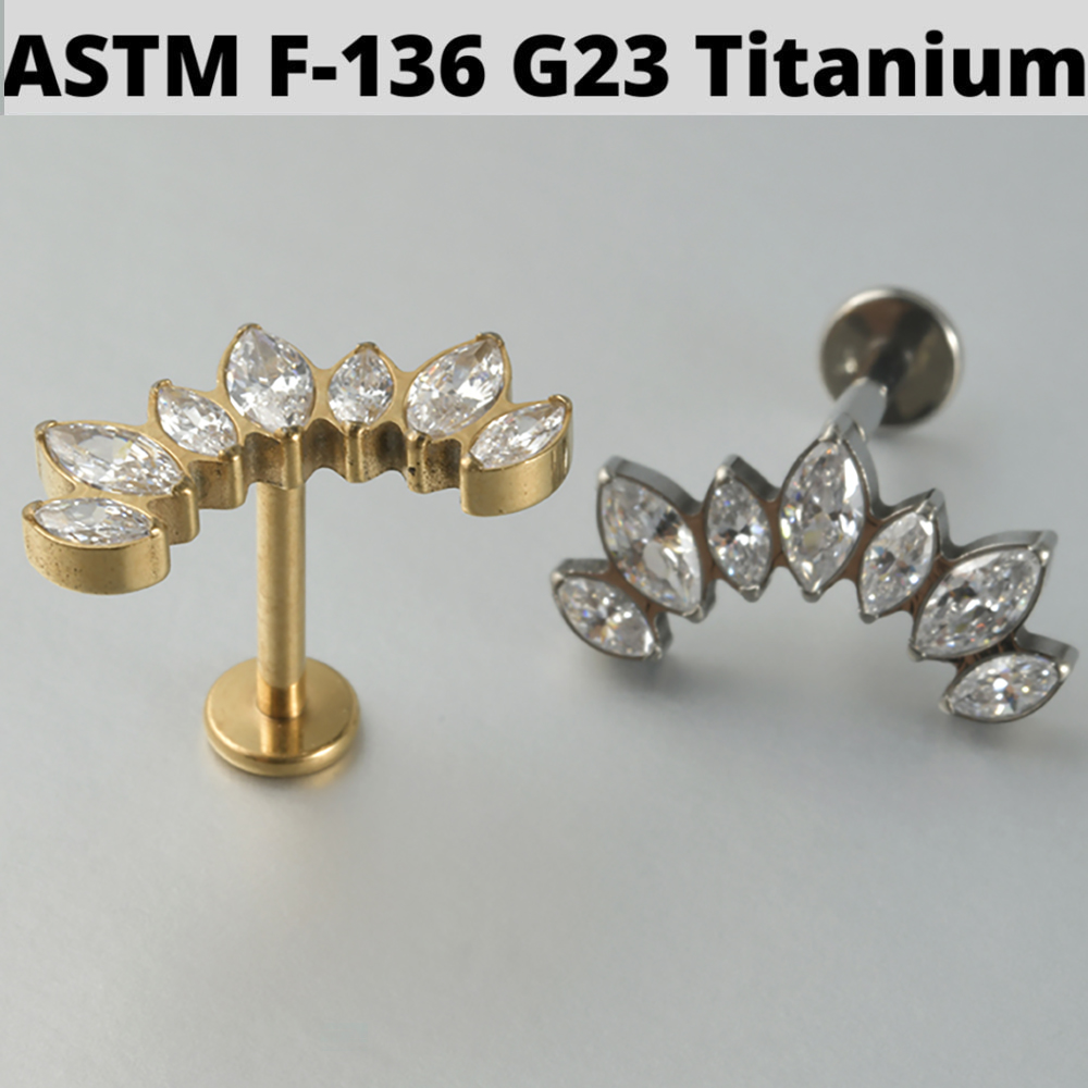 1PC Zircon&Opal G23 Solid Tita - Cluster Stud Ear recension och pris