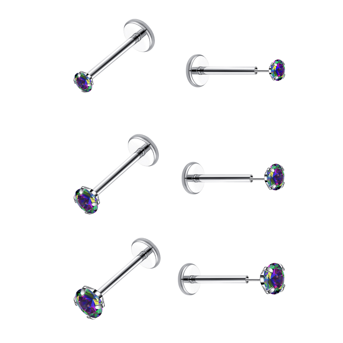 20G Flat Back Threadless Earri - Body Jewelry Hypoallergenic recension och pris