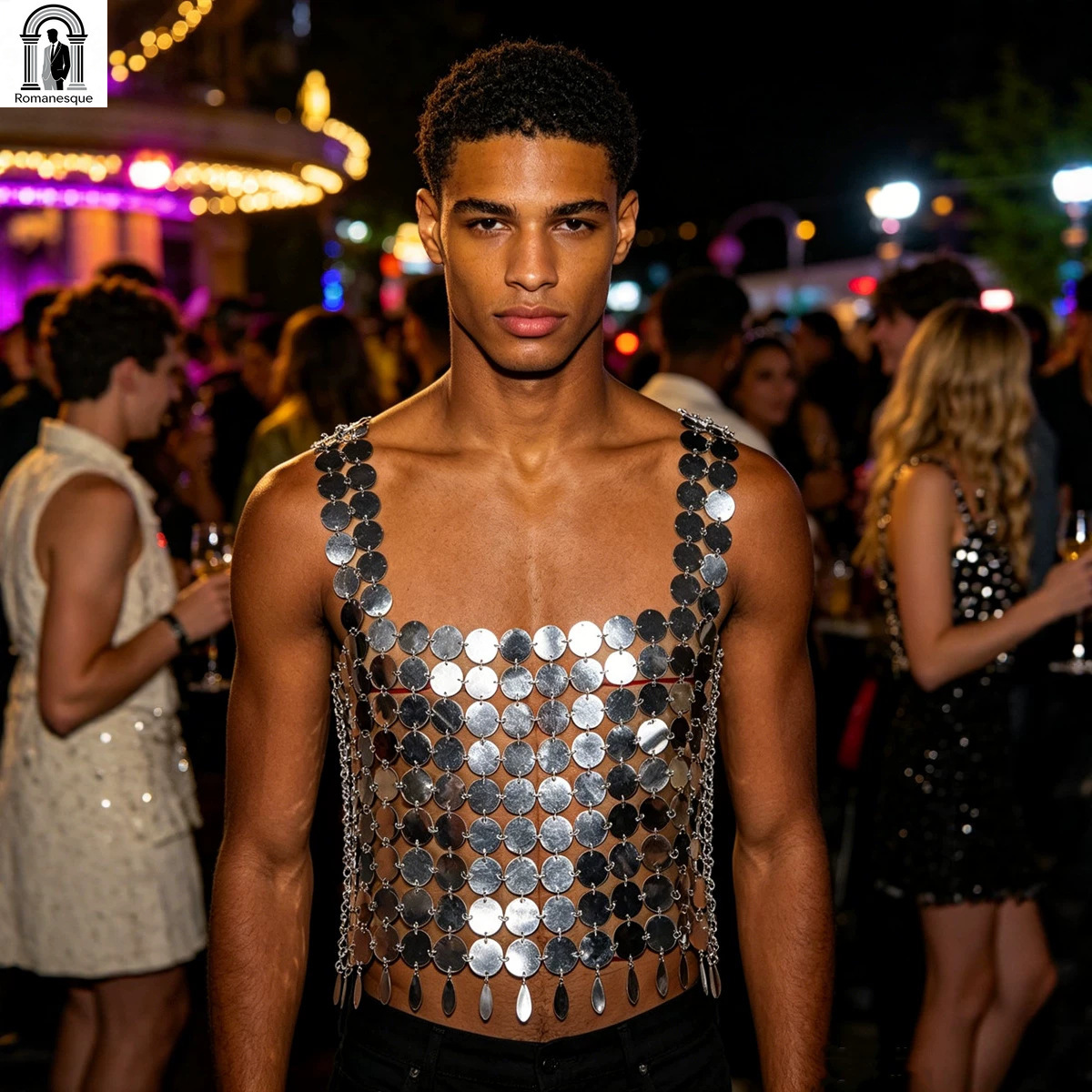 Fashion Men's Sparkly Disc Cha - Body Jewelry Vest recension och pris