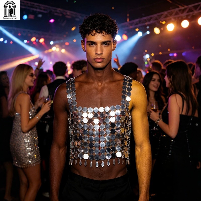 Fashion Men's Sparkly Disc Cha - Body Jewelry Vest recension och pris