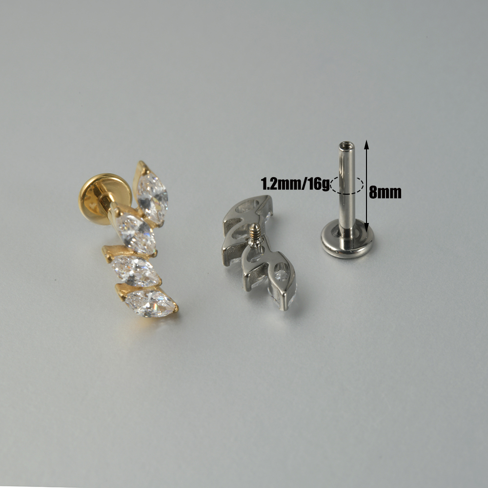 1PC Zircon G23 Solid Titanium  - Cluster Stud Ear recension och pris