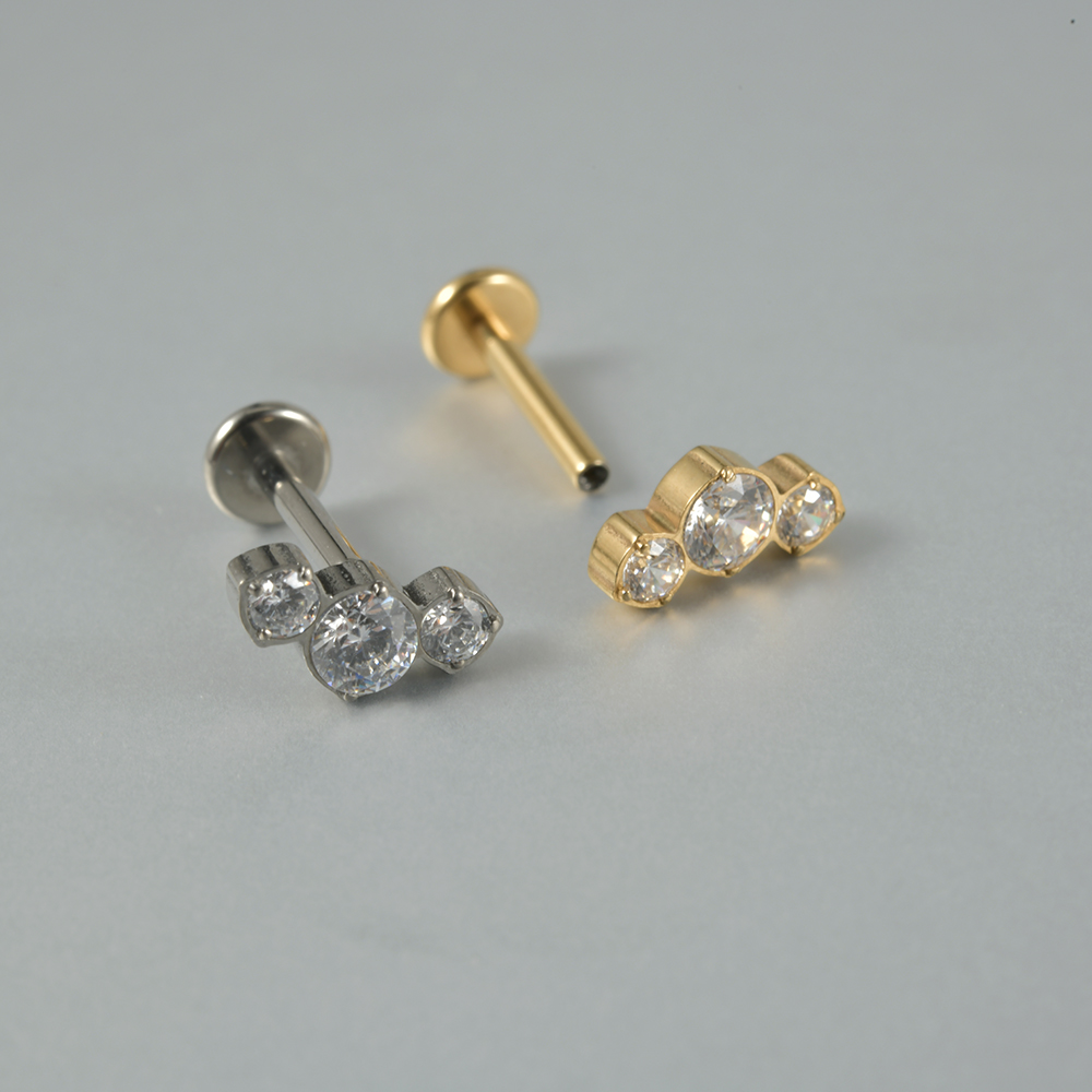 1PC Zircon G23 Solid Titanium  - Cluster Stud Ear recension och pris
