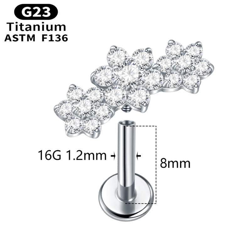 1PC G23 Titanium Three Flower  - Cluster Stud Ear recension och pris