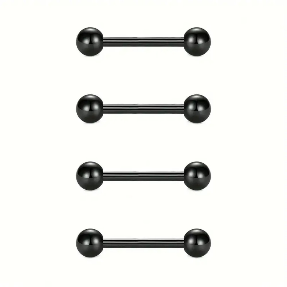 Set Of 4 Stainless Steel Nippl - Tongue Barbell Straight recension och pris