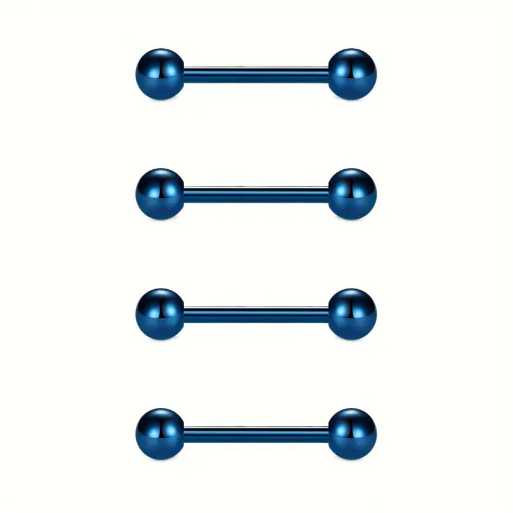 Set Of 4 Stainless Steel Nippl - Tongue Barbell Straight recension och pris