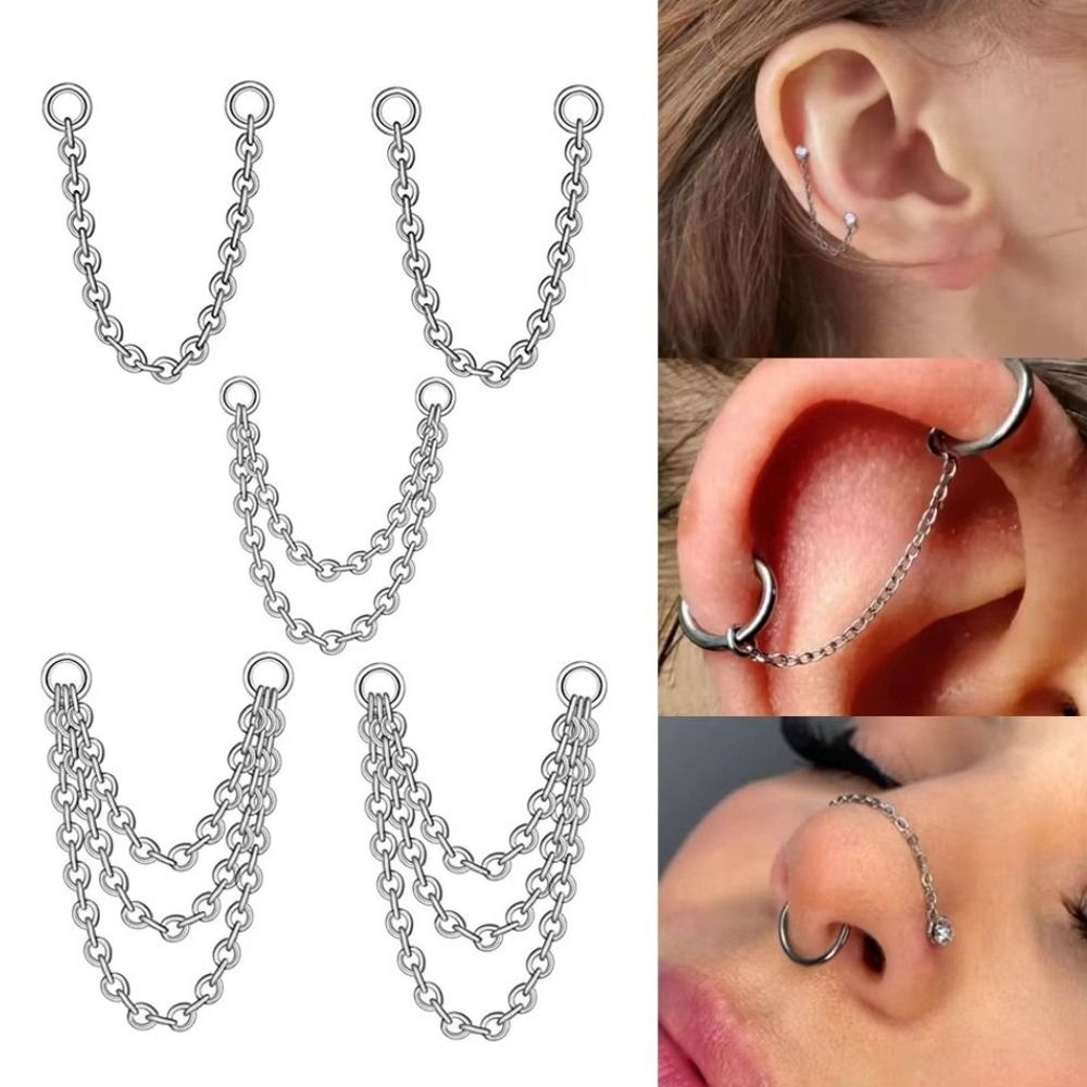 Titanium Nose Chain Three Laye - Body Jewelry Piercing recension och pris