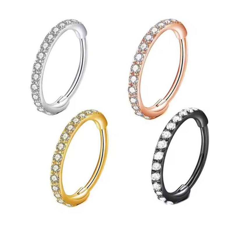 16G Clear CZ Nose Ring Hoop 31 - Body Jewelry Surgical Steel recension och pris