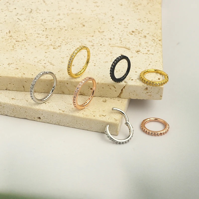 16G Clear CZ Nose Ring Hoop 31 - Body Jewelry Surgical Steel recension och pris