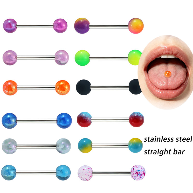 50pcs/lot Stainless Steel Stra - Tongue Barbell Straight recension och pris