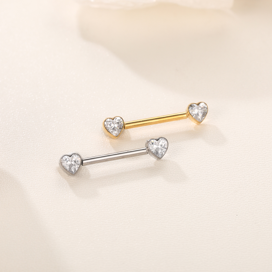 1/5Pcs Titanium Heart Nipple P - Tongue Barbell Straight recension och pris