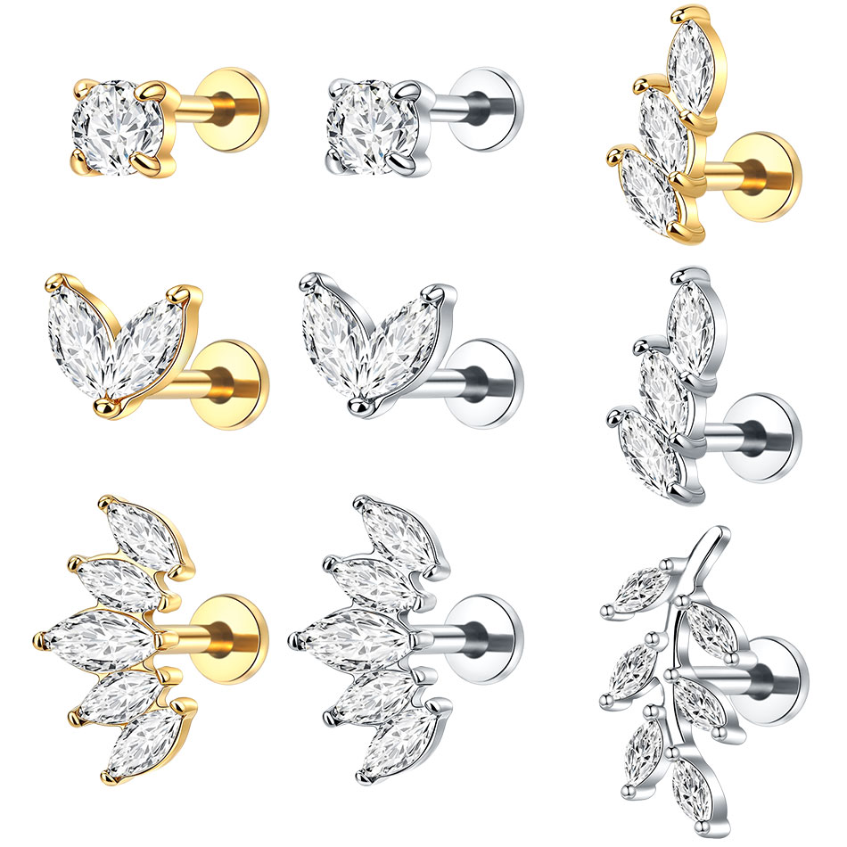 1Pc Stainless Steel CZ Flower  - Cluster Stud Ear recension och pris