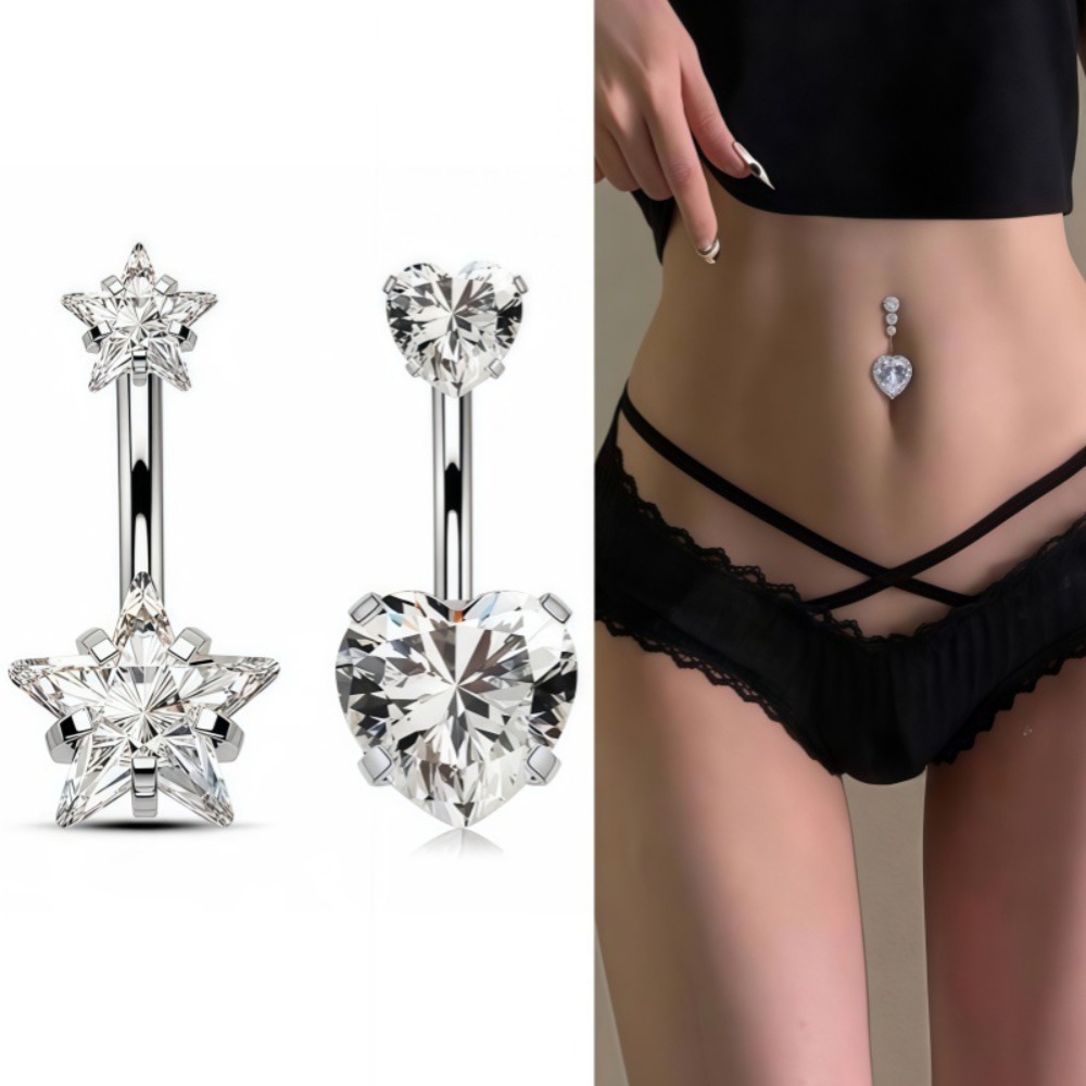 Heart Round Double Head Zircon - Body Jewelry Charms recension och pris