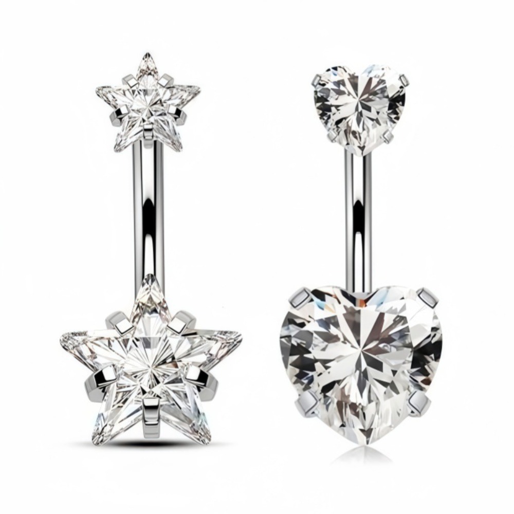 Heart Round Double Head Zircon - Body Jewelry Charms recension och pris
