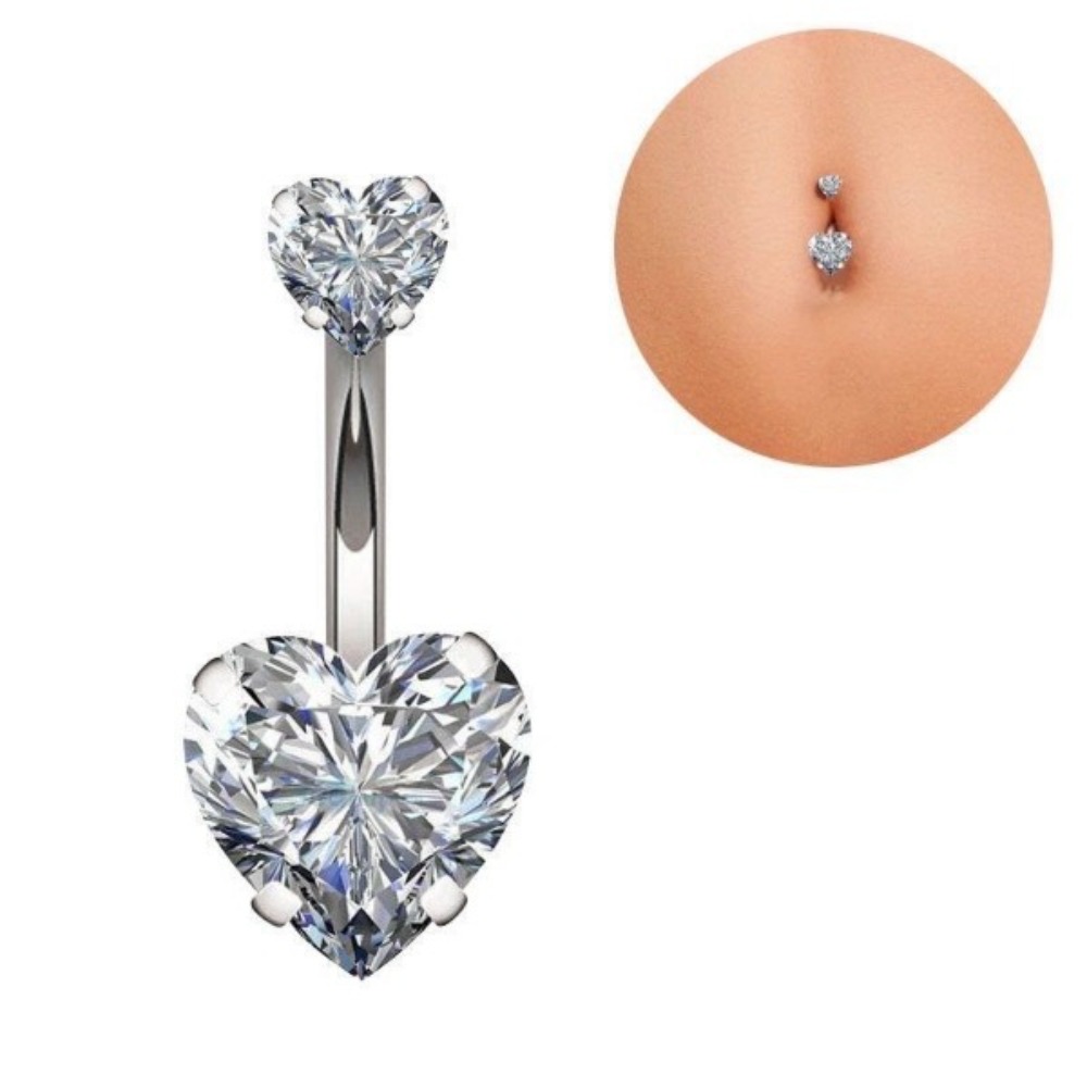 Heart Round Double Head Zircon - Body Jewelry Charms recension och pris