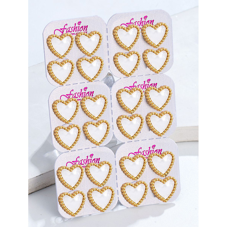 12 Pairs Lot Heart Stud Earrin - Body Jewelry Hypoallergenic recension och pris