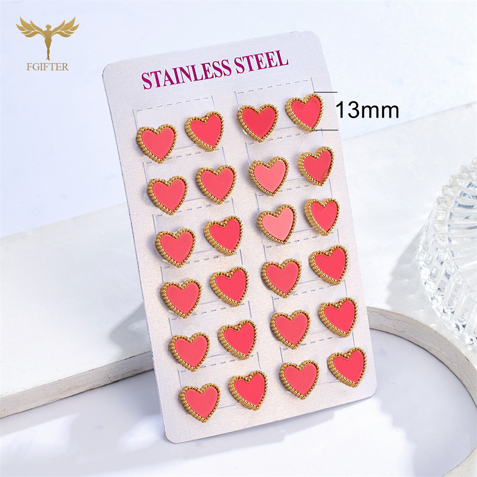 12 Pairs Lot Heart Stud Earrin - Body Jewelry Hypoallergenic recension och pris