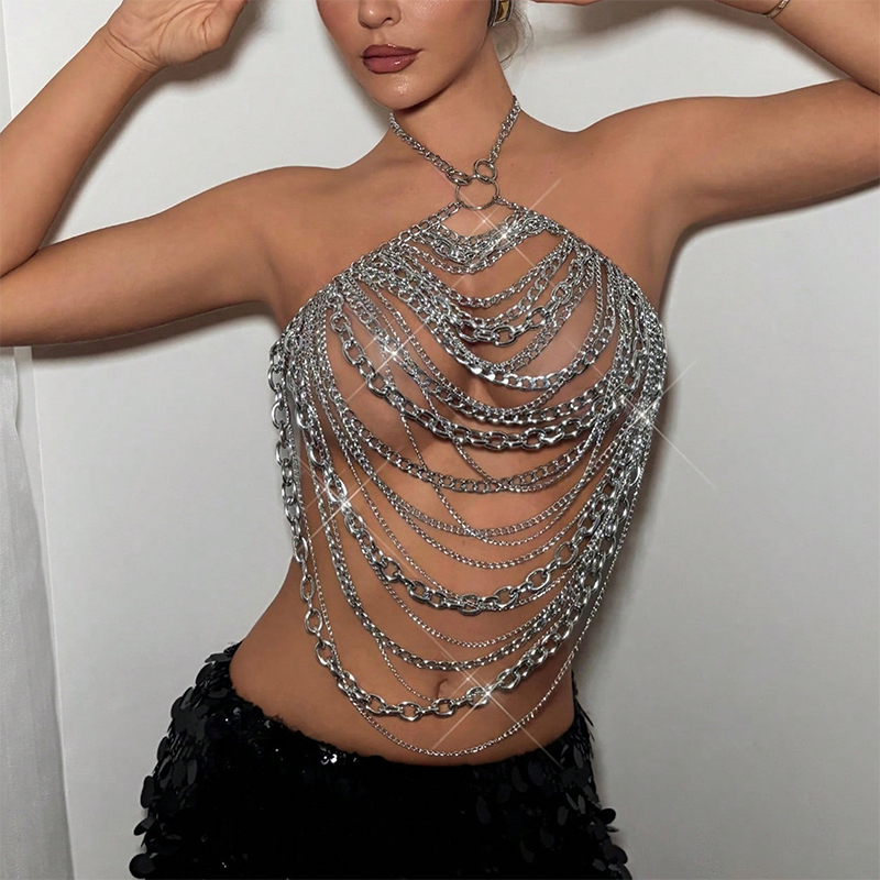 Female Festival Outfit Handmad - Body Jewelry Nipple Chain recension och pris