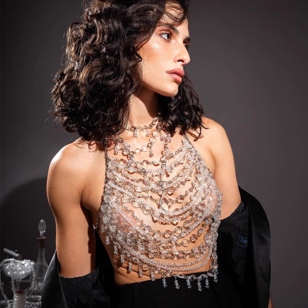 Handmade Beaded Vest Clear Cry - Body Jewelry Vest recension och pris