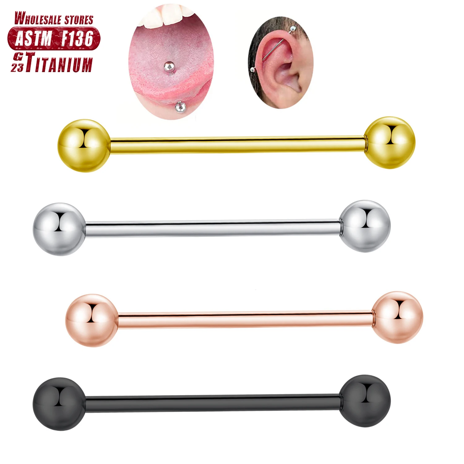 ASTM F136 Titanium Industrial  - Tongue Barbell Straight recension och pris