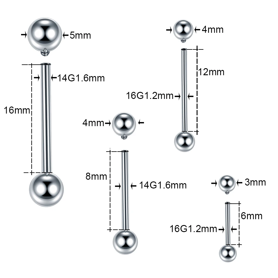 ASTM F136 Titanium Industrial  - Tongue Barbell Straight recension och pris