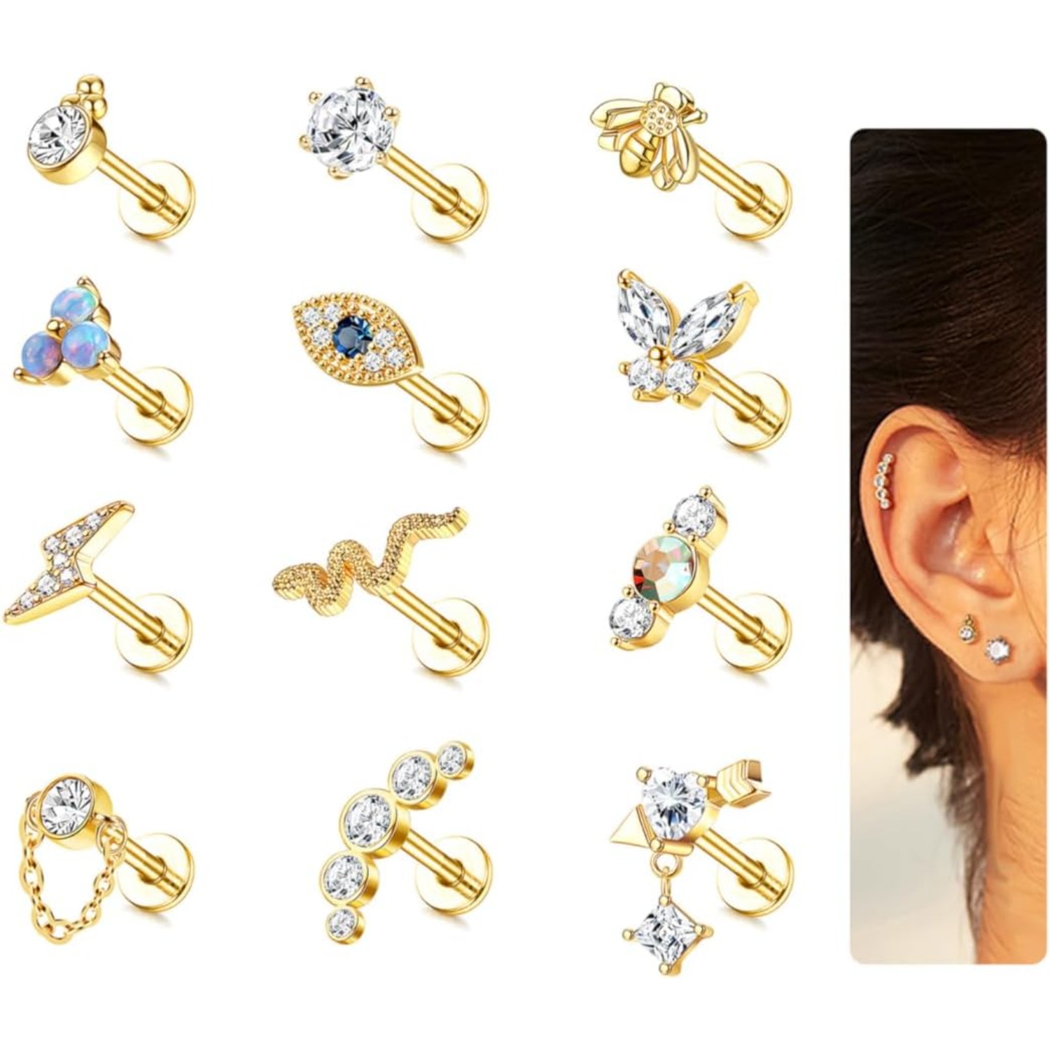 Bobisty 1Pc Cartilage Earrings - Body Jewelry Surgical Steel recension och pris