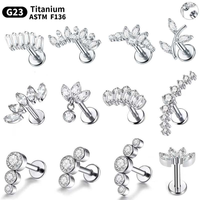 1/5Pcs G23 Titanium Ear Labret - Cluster Stud Ear recension och pris
