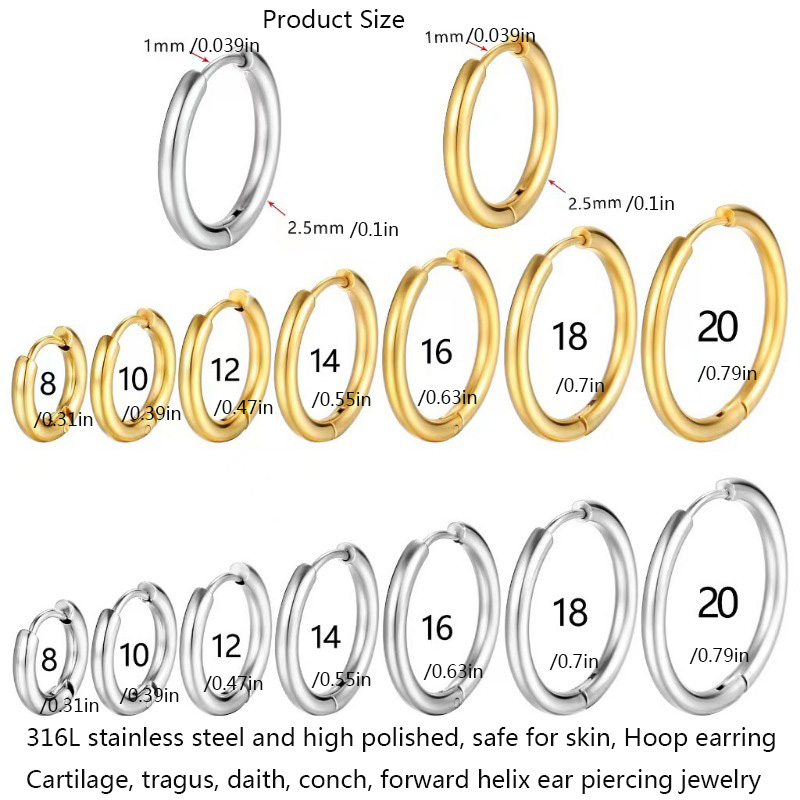 1Pair 316L Stainless Steel Sma - Conch Earring Hoop recension och pris