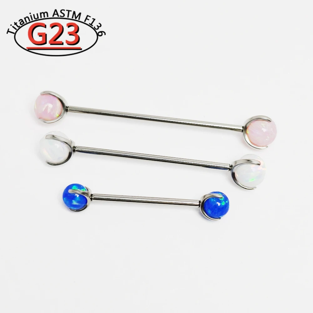 G23 Titanium opal Barbell Ball - Tongue Barbell Straight recension och pris