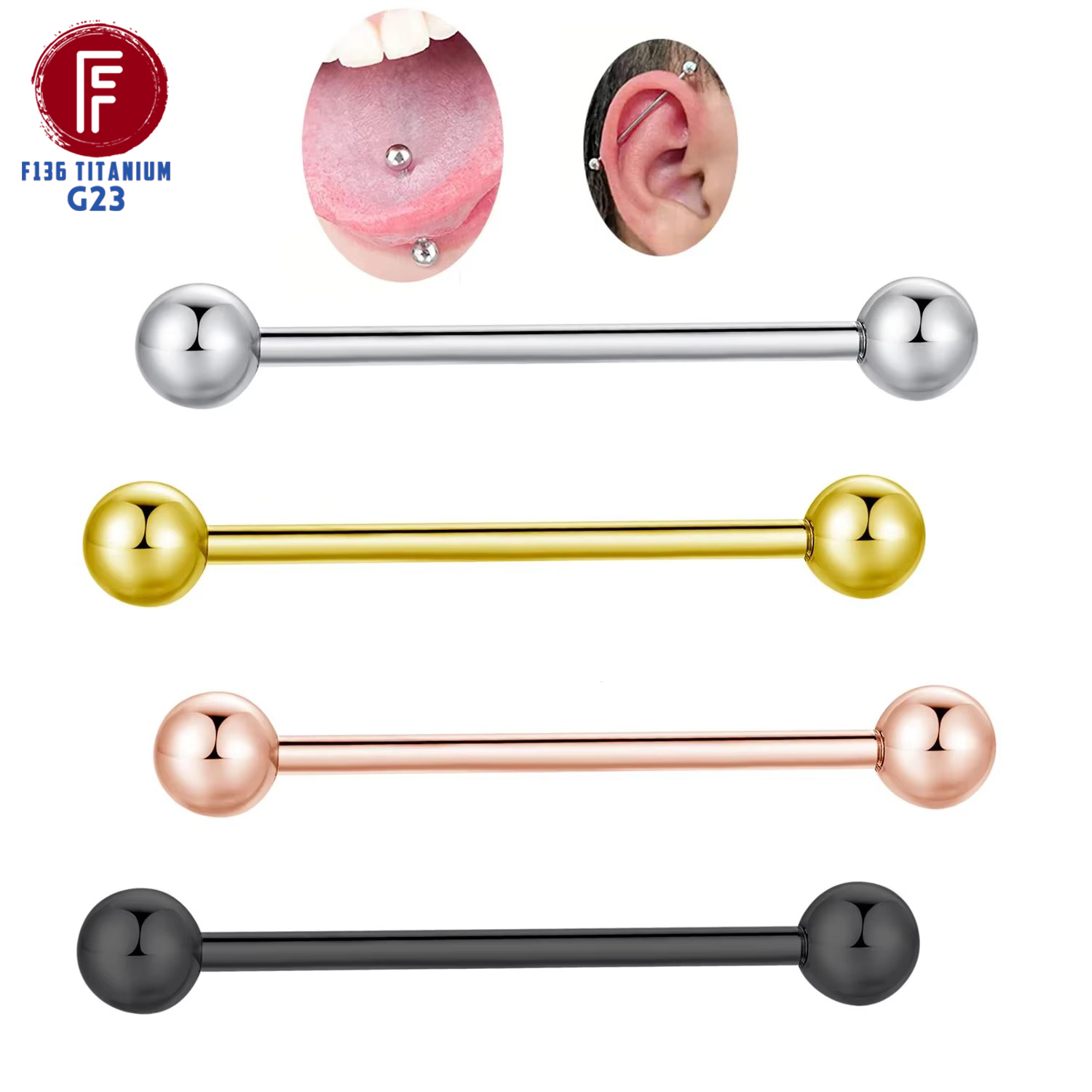 ASTM F136 Titanium Piercing Ba - Tongue Barbell Straight recension och pris