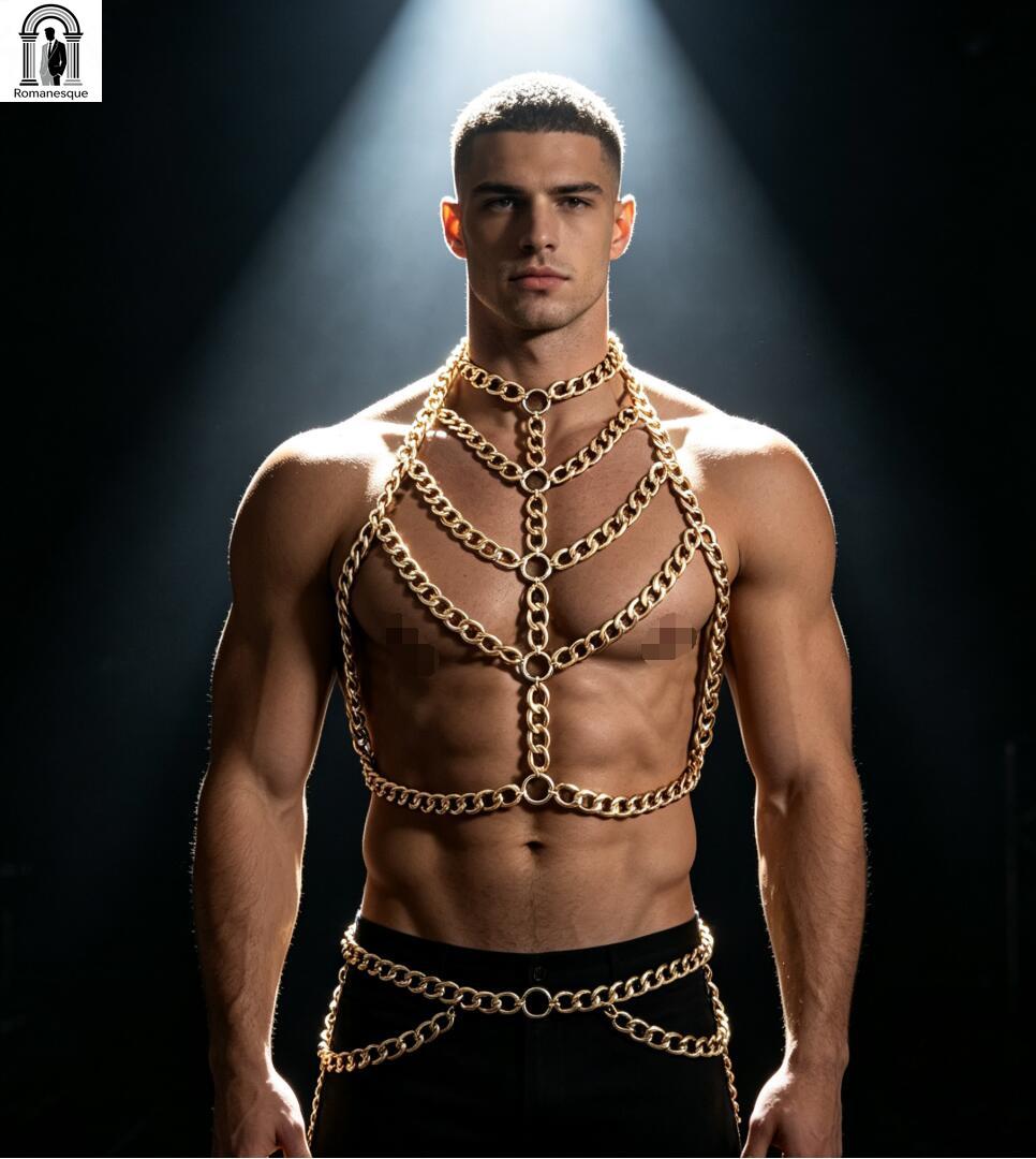 Men's Silver Thick Chain Body  - Body Jewelry Vest recension och pris