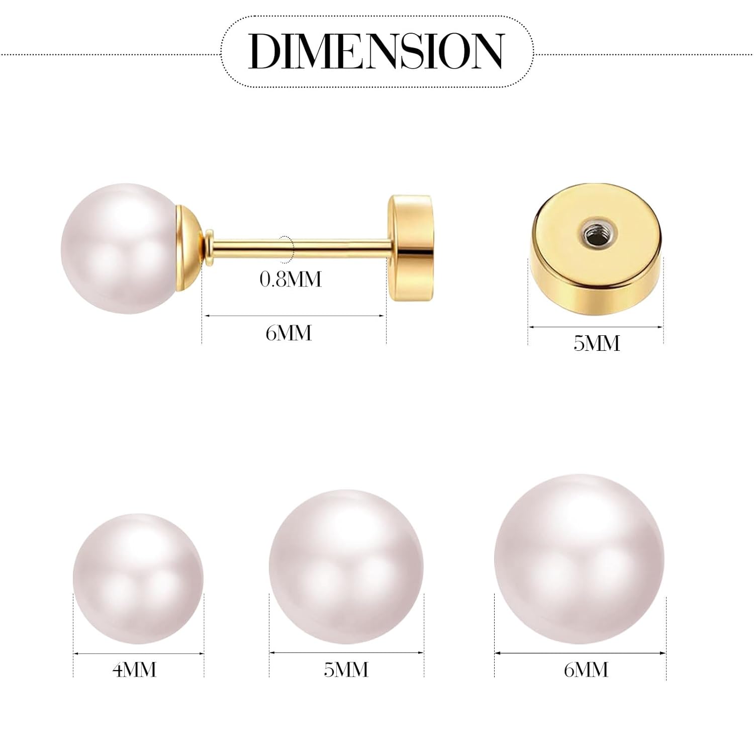 3 Pairs Tiny Pearl Stud Earrin - Body Jewelry Surgical Steel recension och pris