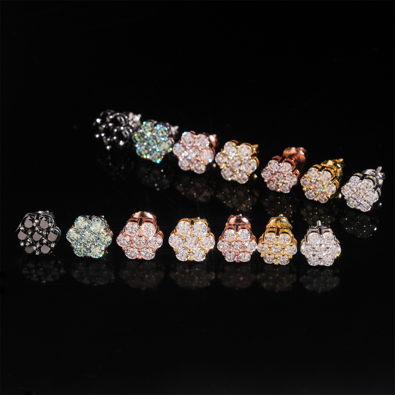925 Silver Multi-Color Moissan - Cluster Stud Ear recension och pris